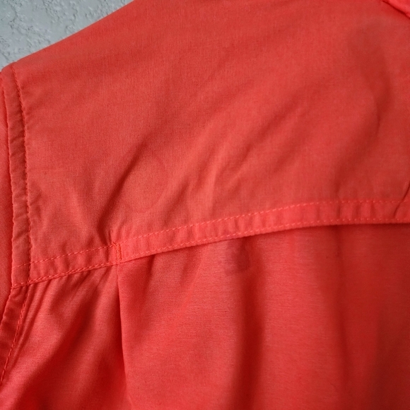 EXOFFICIO Lightweight Nylon Blend Button Up Shirt Neon Orange M Hiking gorpcore - Picture 3 of 10